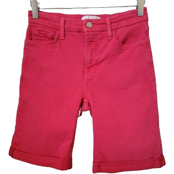 7 For All Mankind Pants - Jen 7 by 7 For All Mankind Red Jean Rolled Cuff Bermuda Shorts